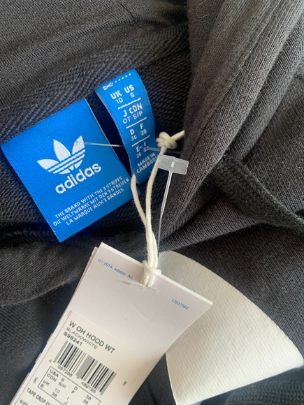 Adidas BNWT black ladies trefoil long sleeved cropped sweatshirt pullover hoodie - Picture 6 of 6